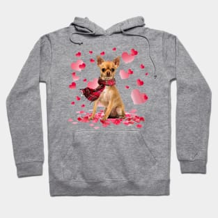 Tan Chihuahua Hearts Love Happy Valentine's Day Hoodie